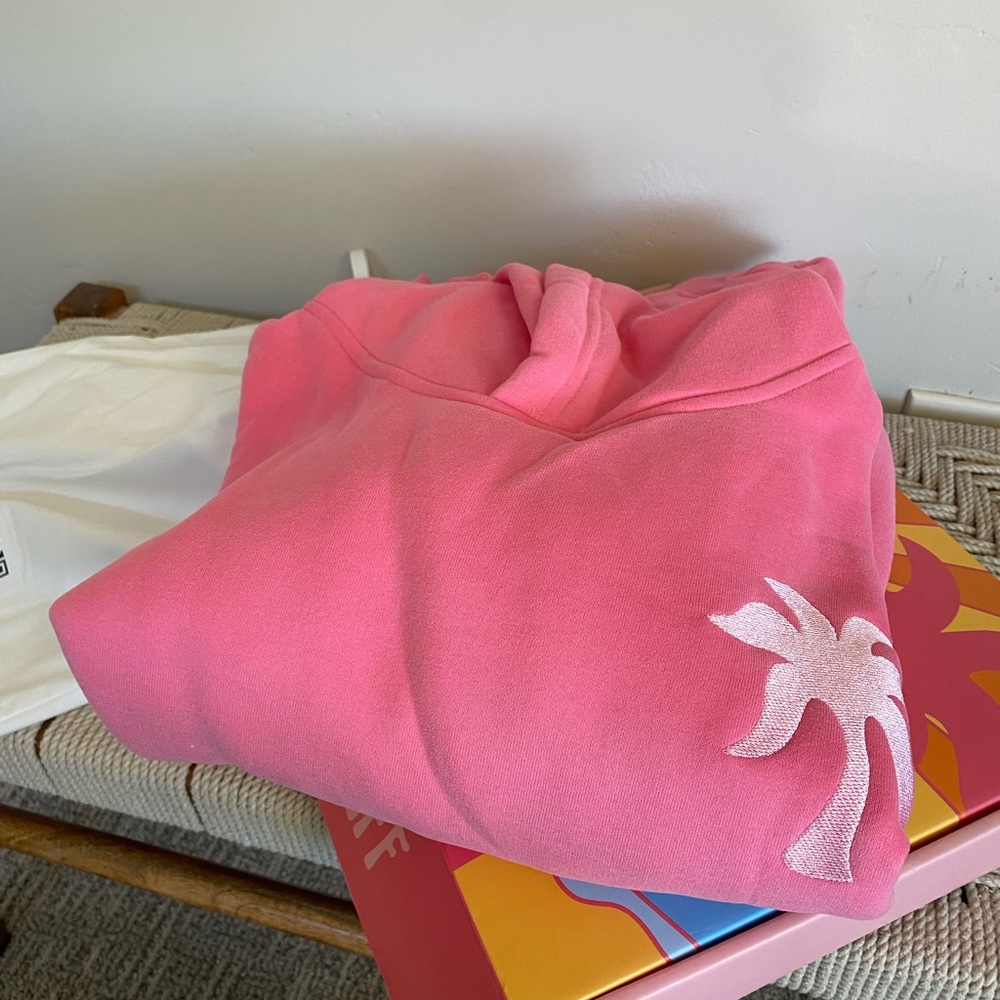 AUTHENTIC Pink Palm Puff Hoodie small